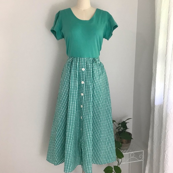 True Vintage Gingham Casual Full Skirt Midi Dress - Picture 10 of 16